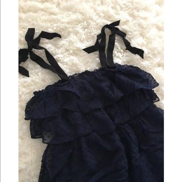 J crew navy tiered shoulder tie dress - Picture 4 of 6